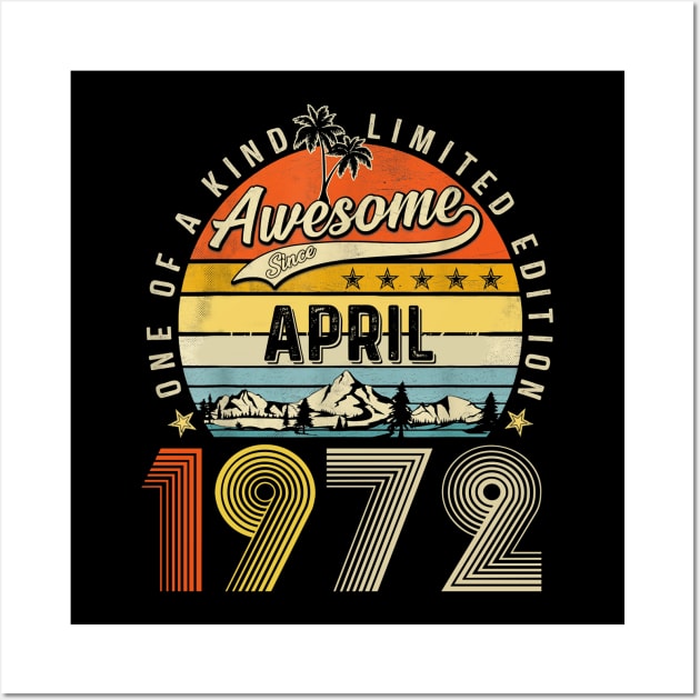 Awesome Since April 1972 Vintage 51st Birthday Wall Art by Red and Black Floral